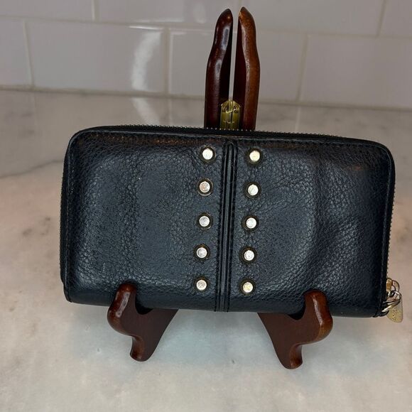 Michael Kors Astor Pebbled Leather Studded Full Zip Wallet - Picture 1 of 15